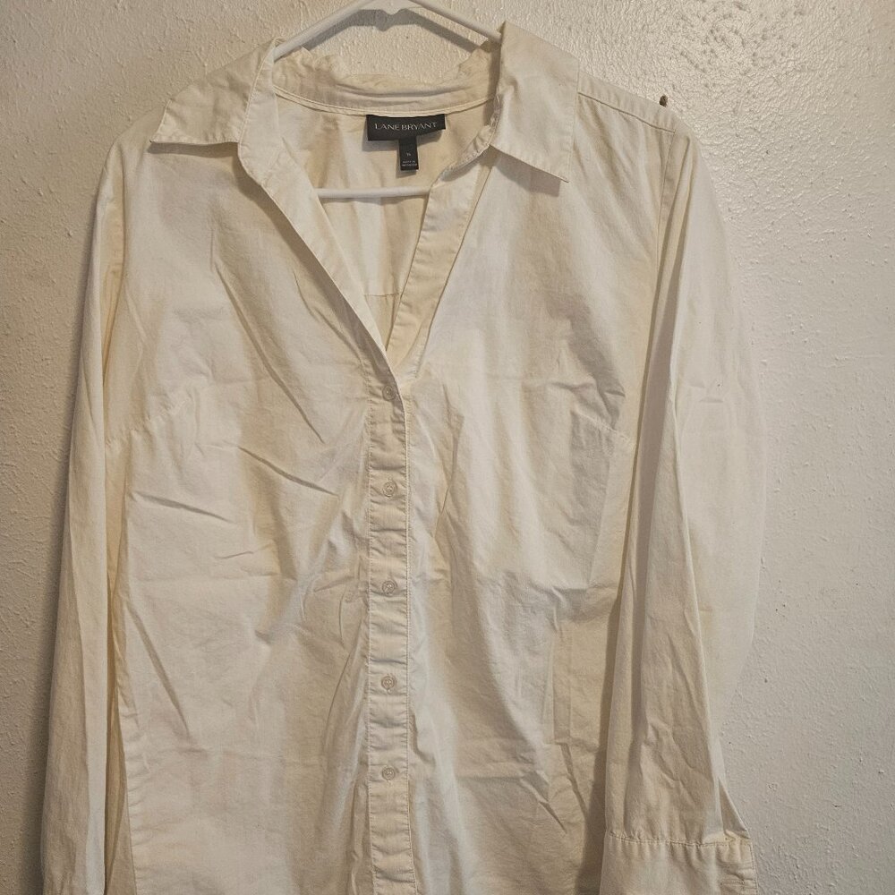 Lane Bryant Collar Button Down Dress Shirt Darted Plus Size 16